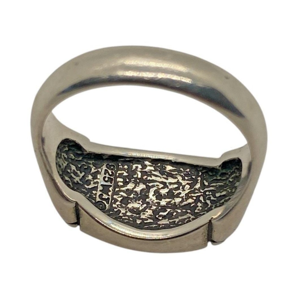 Vintage Waldeck Johnson Navajo Sterling Silver Spiny Oyster Ring Orange Size 9 - Picture 3 of 4